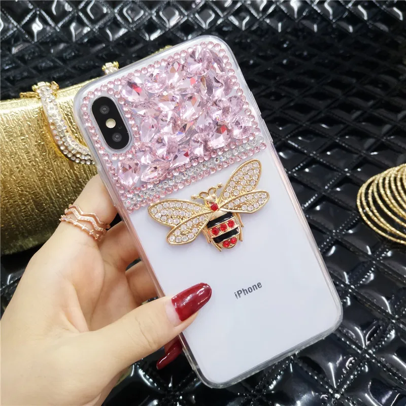 Модные 3D металлические Чехлы LaMaDiaa с пчелами и стразами для телефонов Samsung S8 S9 S10 S21