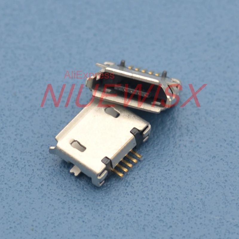 100 шт. разъем micro USB 5 контактов длинная игла SMD медный корпус порт для зарядки мини