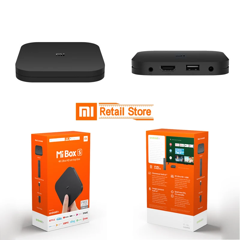 Глобальная версия Xiaomi mi Box S с 4K HDR Android tv Box Strea mi ng медиаплеер и Google Assistant пульт дистанционного управления Smart tv Box