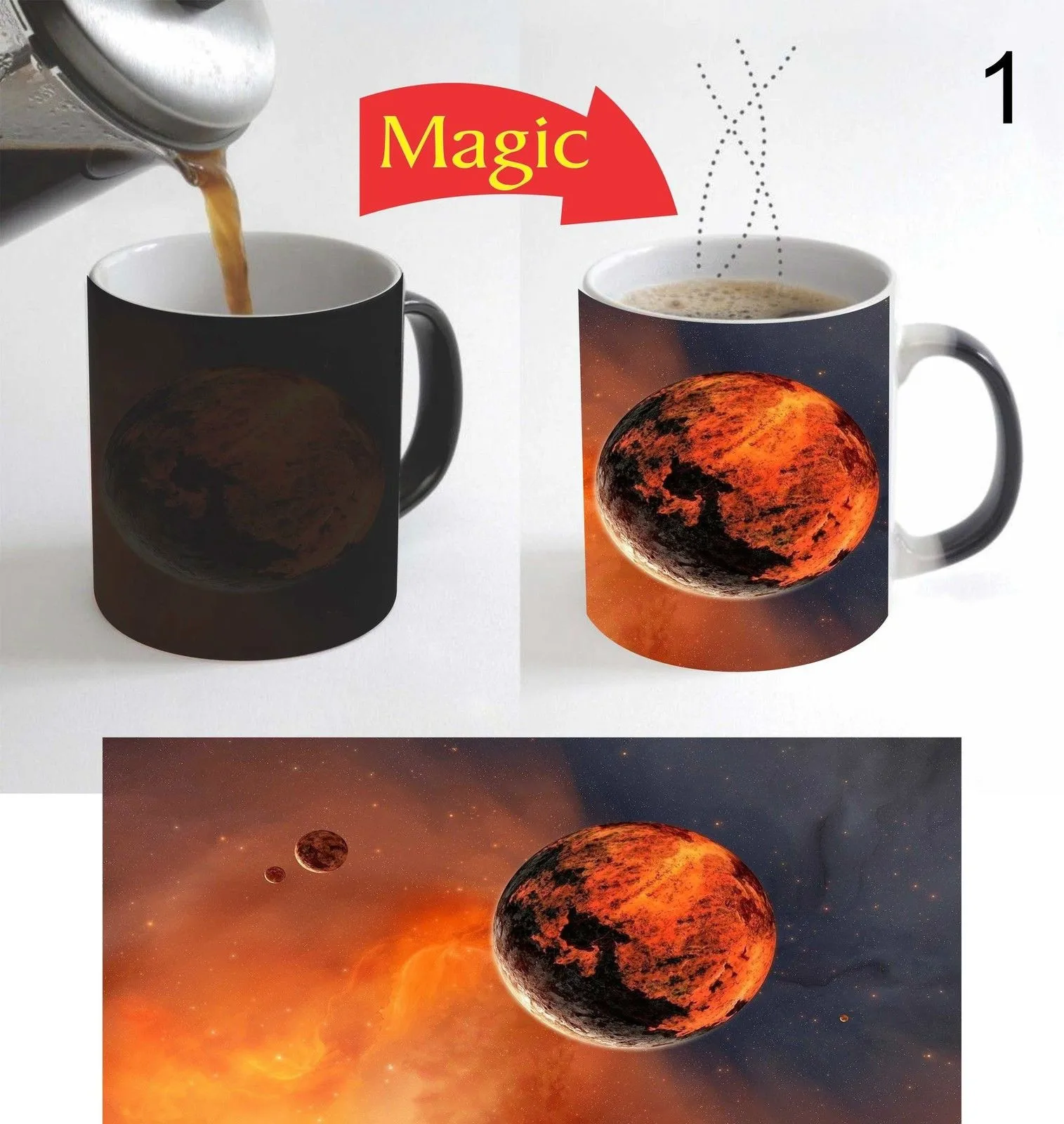 Марс красный планета Magic Цвет изменить Heat Reactive кружка 11 Oz Керамика Кофе Чай