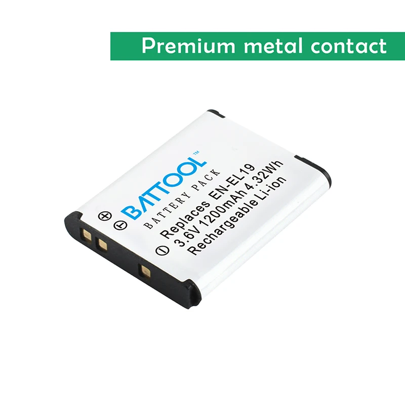 Batcool 1.2Ah EN EL19 аккумулятор + LCD зарядное устройство для Nikon Coolpix S33 S32 S3600 S3700 S4300 S5200 S6800