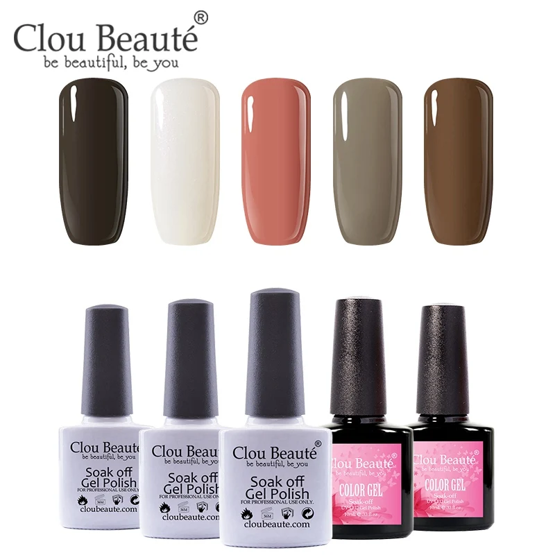 Clou Beaute Гель-лак для ногтей Полупостоянный УФ набор гель-лаков для ногтей Базовое покрытие верхнее покрытие Гель-лак 10 мл УФ/светодиодный Гибридный гвоздь искусство - Цвет: 10ml-5pcs-24