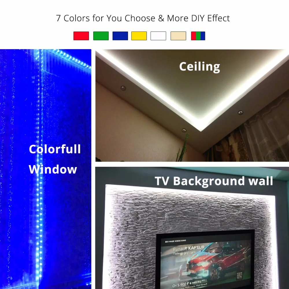 DC12V 5M LED Strip 5050 RGB, Flexible Light 5050 LED Strip Non-waterproof White, Warm white, Red, Blue, Green, Follow us get gift