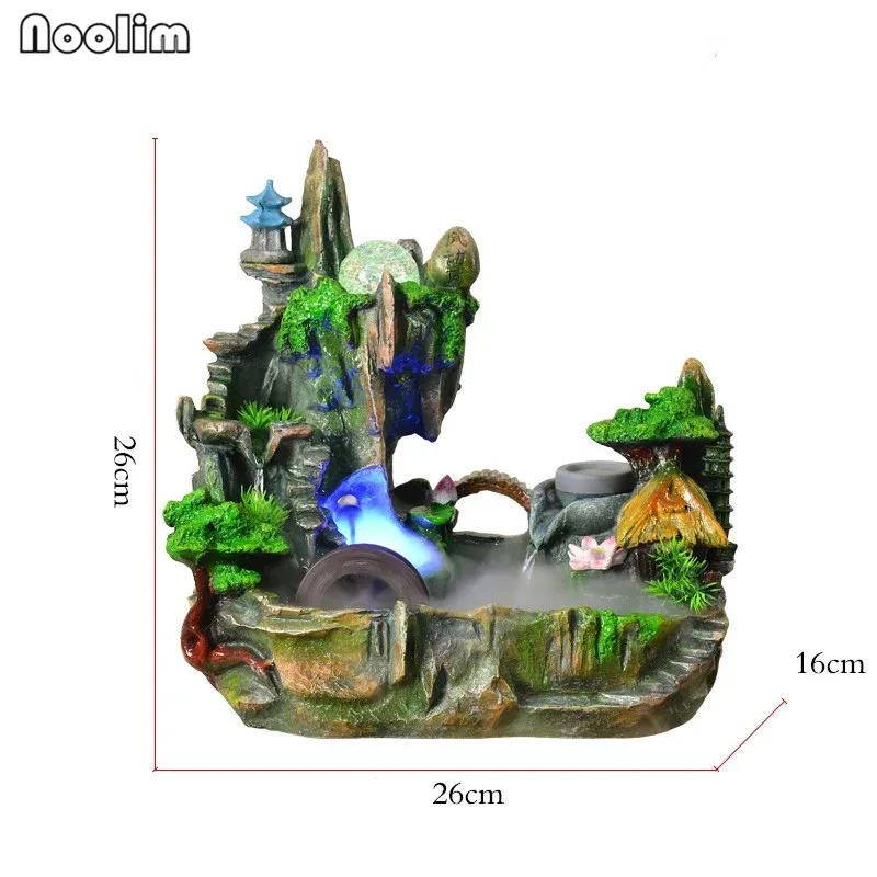 With Nebulizer Rockery Фонтан воды Лаки колеса воды ремесла бонсай фэн-шуй украшения домашний офис Декор креативный водный пейзаж увлажнитель - Цвет: With Nebulizer
