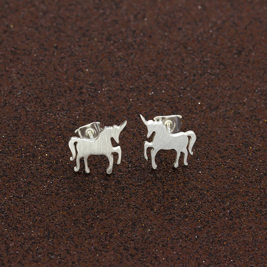 

Wholesale 50pair unicorn earring for women stainless steel earings fashion jewelry boucle d'oreille femme 2018 children gift bff