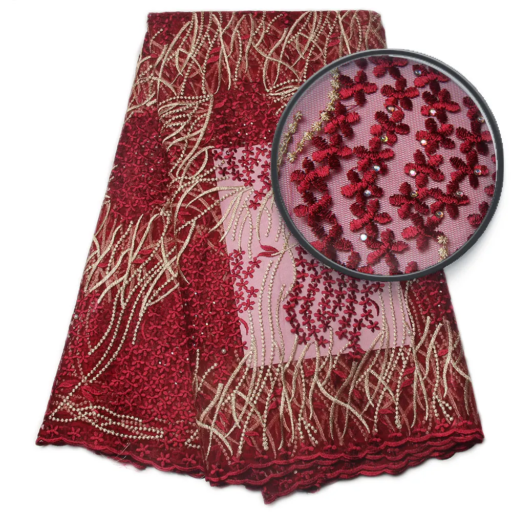 Оптовая продажа оранжевые африканские кружевные ткани для Свадебные платья с