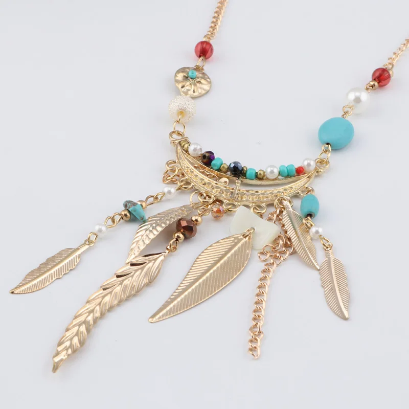 Женское Ожерелье Seblasy этническое золотое ожерелье с кисточками и натуральными