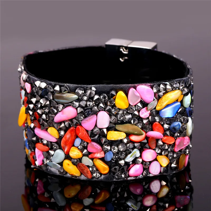 U7 Кожаный Браслет Обруча Для Женщин Летние Ювелирные Изделия Чешские Природные