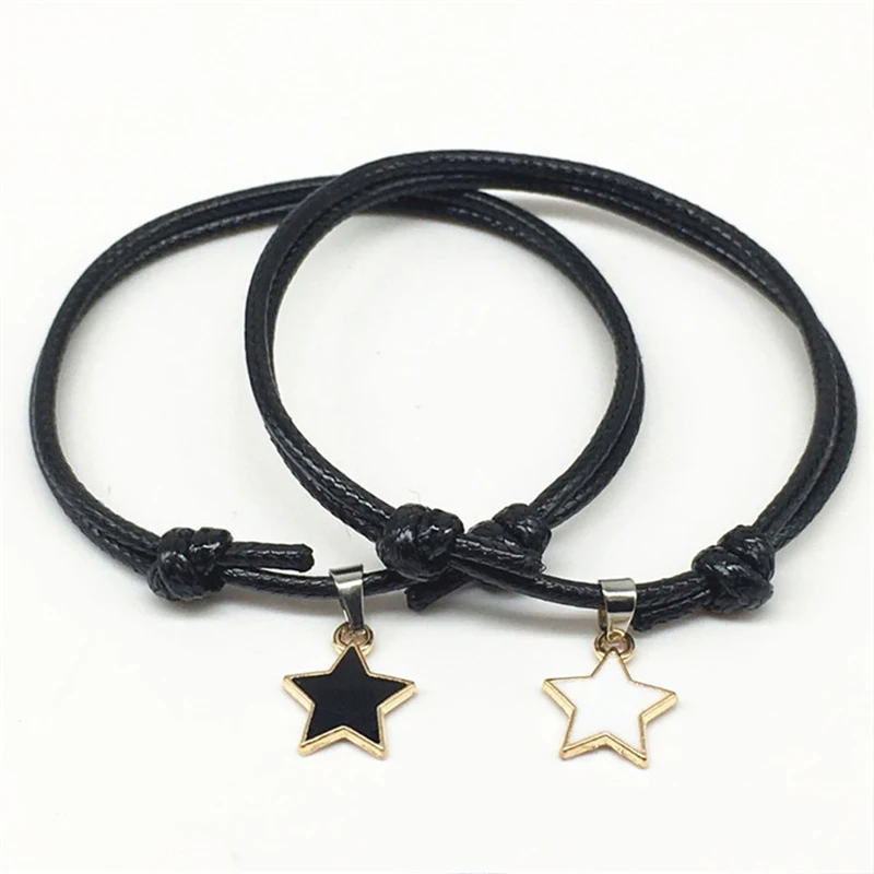 Модный 2 шт простой женский мужской браслет веревочки женские подарки черный