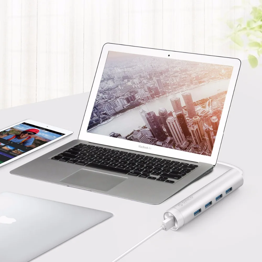 ORICO usb-хаб 3,0 4 порта Портативный светодиодный Micro USB 3,0 концентратор разветвитель с адаптером питания для ПК 5 Гбит/с USB разветвитель концентратор