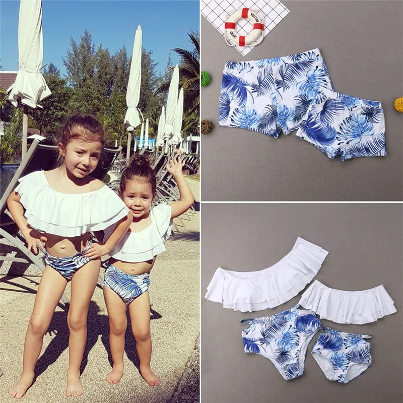 Комплект бикини для мамы и дочки комплект из 4 предметов детей девочек Модная
