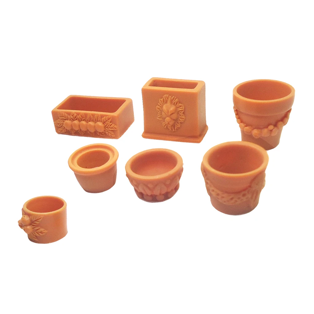 

MagiDeal Set of 7 Pieces Miniature Flower Pot for 1/12 Scale Flores Miniatura Dollhouse Fairy Garden Decor Accessories