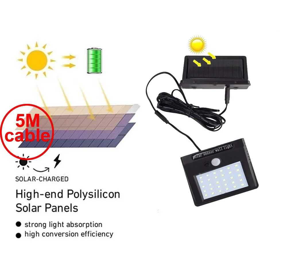 30 светодиодов солнечный свет разделенная панель светодиодная лампа llampara colgante