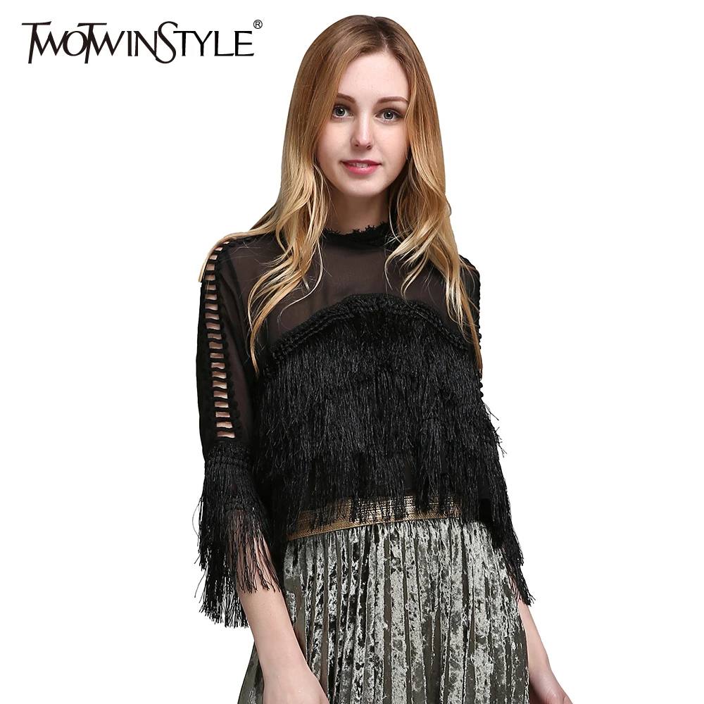 TWOTWINSTYLE 2019 летние женские сексуальные шифоновые топы с открытыми плечами и