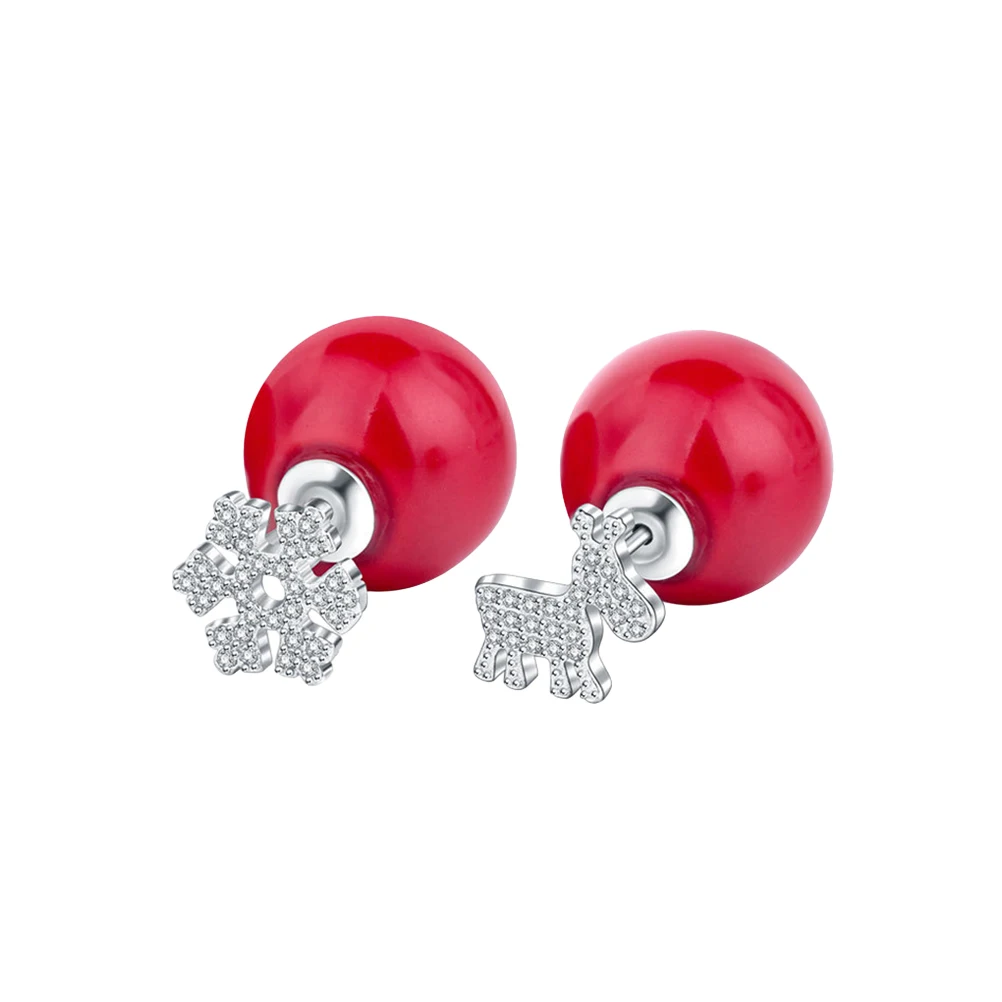 Модные женские Рождественское украшение оленьи рога жемчуг серьги гвоздики