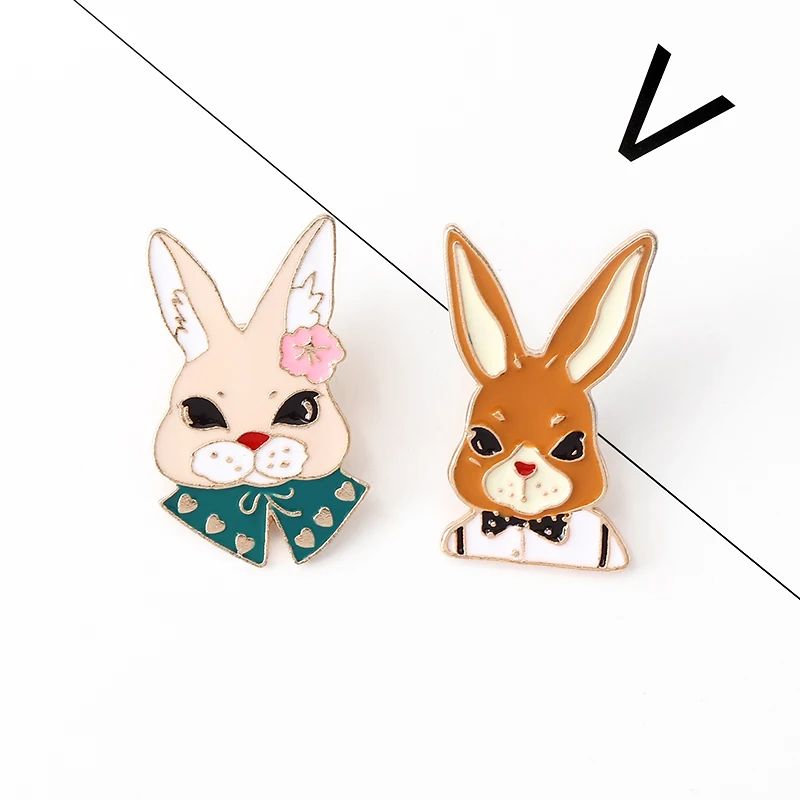 Милые Mrs Rabbit & mr. Bunny твердая эмалированная булавка ювелирное изделие в виде
