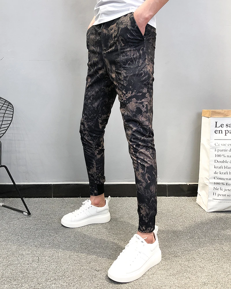 Летние модные брендовые новые Pantalon Hombre мужские штаны для бега, повседневные облегающие штаны до щиколотки с принтом, шаровары, мужские брюки