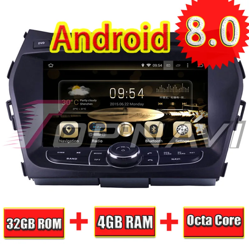 TOPNAVI 8'' Octa Core Android 8.0 Car GPS Navigation for Hyundai ix45 2013- Autoradio Multimedia Audio DVD Player 2 Din Stereo |