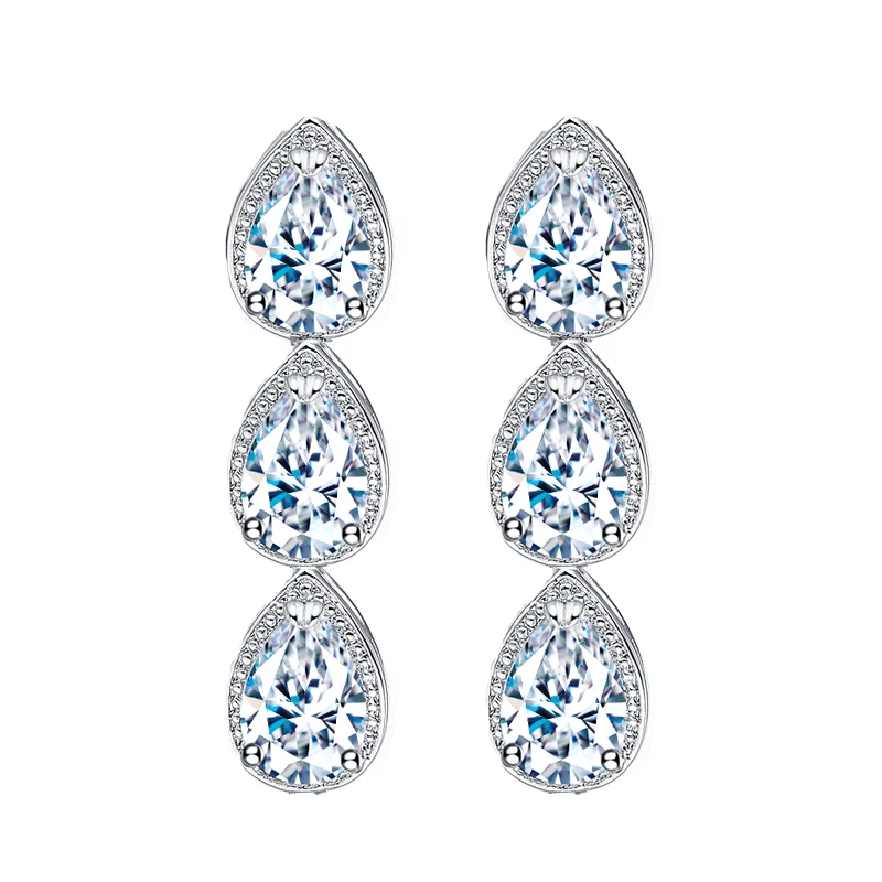 Женские серьги подвески с фианитами серебристого цвета|womens dangle earrings|dangle earringsfashion