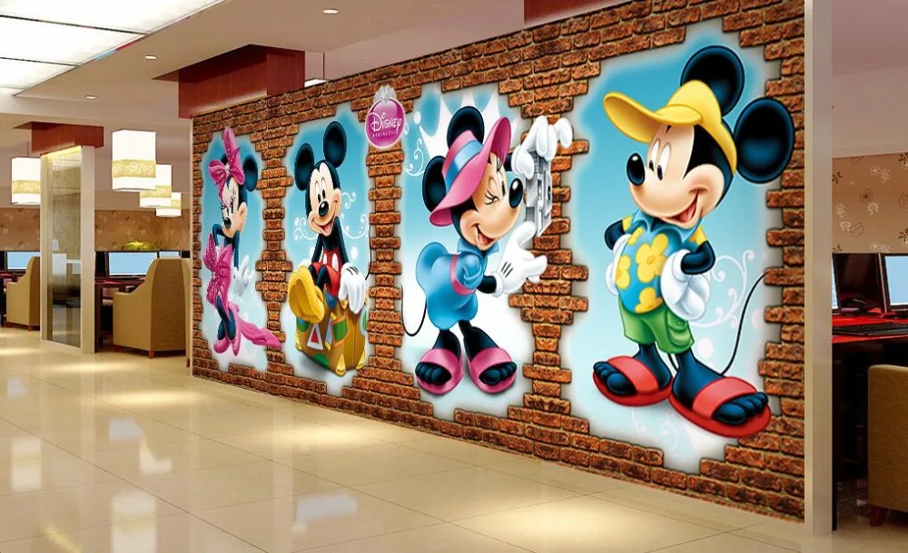 Пользовательские papel де parede infantil мышь 3D Трехмерная кирпичная стена для детской