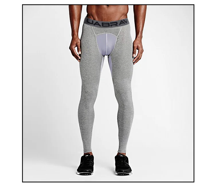 Grey Спортивные Компрессионные штаны, спортивные колготки для бега, мужские Леггинсы для бега, фитнеса, спортзала, баскетбола, одежда, спортивные леггинсы, Леггинсы для йоги, мужские - Цвет: Grey