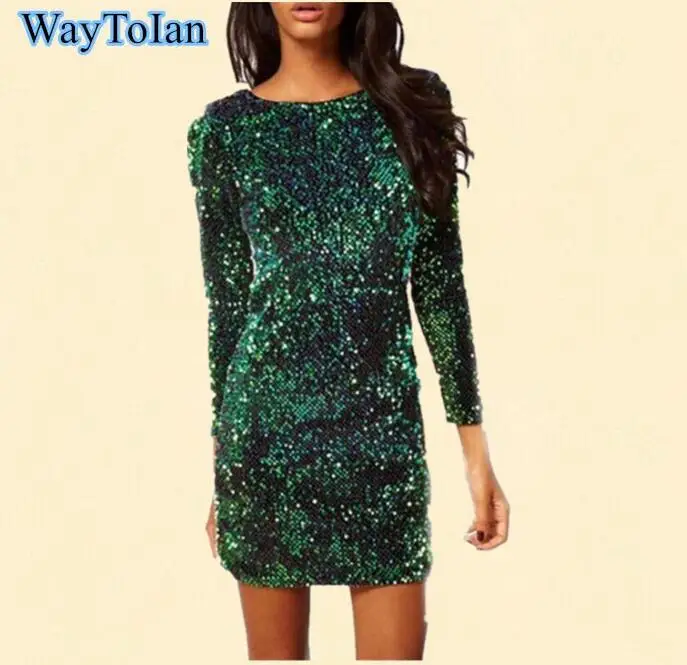 Waytoian Большие размеры блесток платье особых Bodycon партии блестками Платья для
