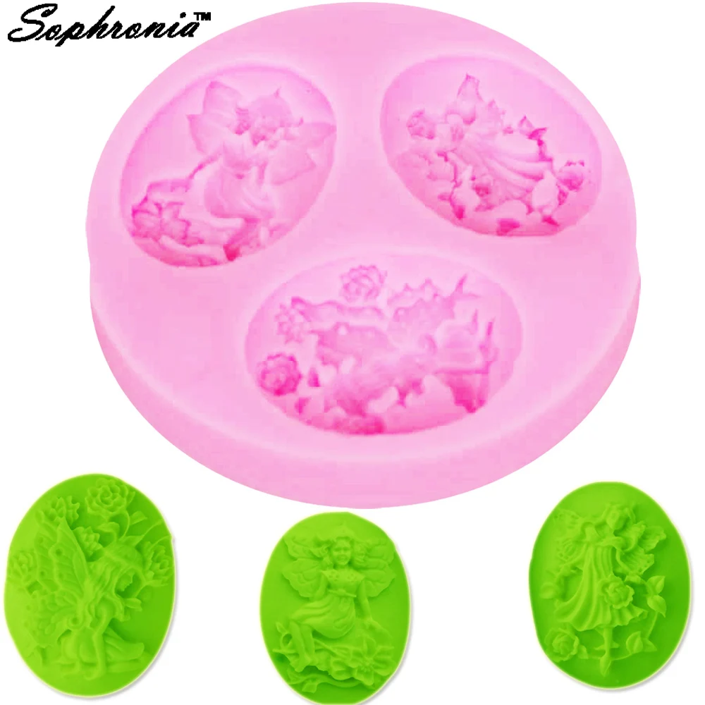 

10pcs/set F1186 1 piece Flower Fairy Angel Silicone Mold Resin Clay Candy Molds Gumpaste Chocolate Moulds