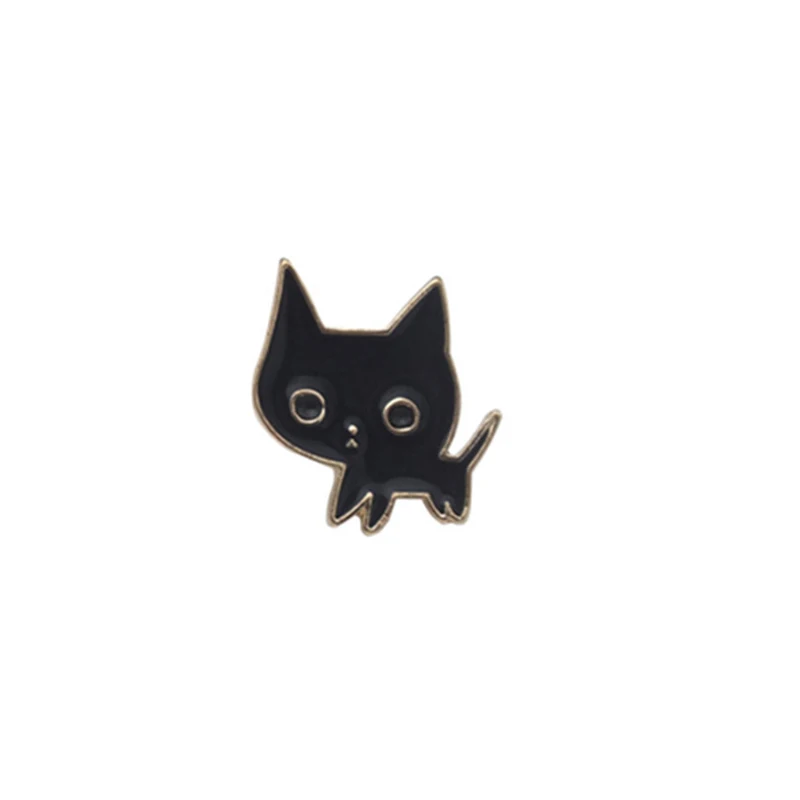 Cat 3 Black Cartoon Brooches Hat Crzay Cat Icons Enamel Pins Denim Clothes Shirts Lapel Pin For Men Cool Buckle Badge Accessories - Окраска металла: Cat 3