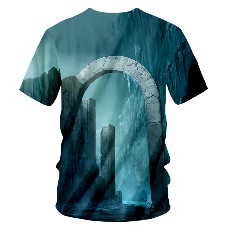 CJLM T-shirt Hombre Factory Deep V-neck Slim Gate 3D Print Holy Door Hiphop 5XL 6XL Costume Spring T-Shirt | Мужская одежда