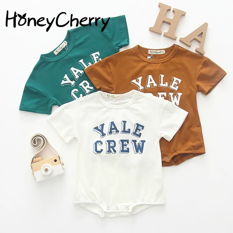 

Baby Cotton Bodysuits Short-sleeved Crawling Suit With Alphabetical Design For Summer Infants cloths