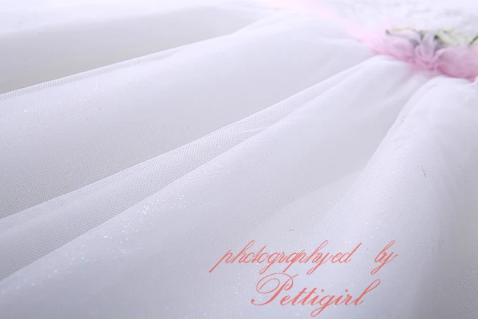 Pettigirl Новый 2017 Девочка Прополка Платье С Цветком Створки Белый Детские Фрок