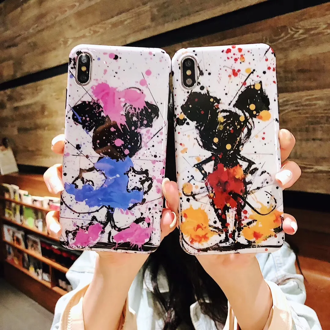 Классический чехол для телефона с рисунком Микки и Минни iPhone 7 8 6 S Plus X Xs Max Xr Cute doodle