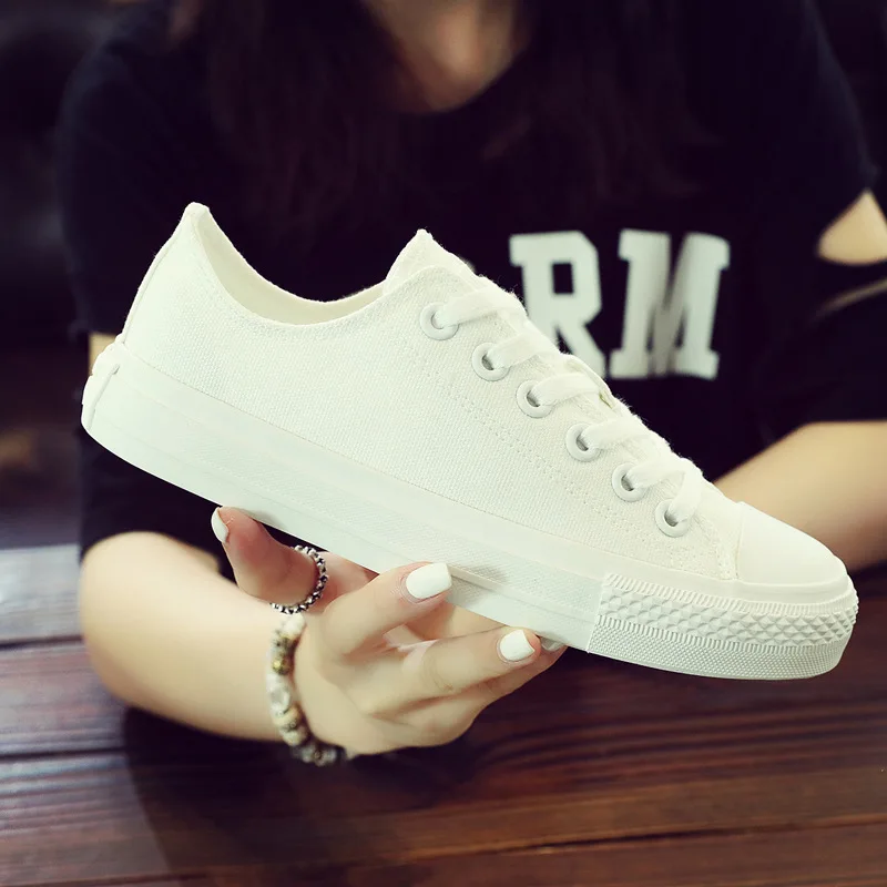 Sluggish Mog Women Fashion Casual Canvas Candy Color Sneakers Lace-up Round Toe Basic Flats Plus Size 35-40 Shoes Woman WF50 | Обувь