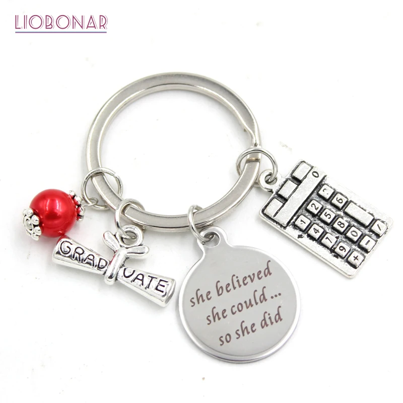 

1PC New Arrival Stainless Steel Key Ring CPA calculator Accountant Graduation Key Chain Keyring Graduate Gifts Jewelry