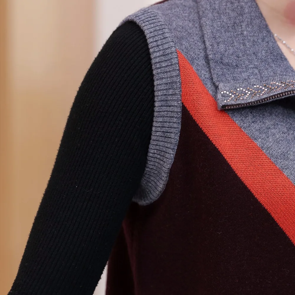 ASLTW Female Cardigan Coat New Casual Sleeveless Knitting Sweater Vest Turn Down Collar Zipper Women |
