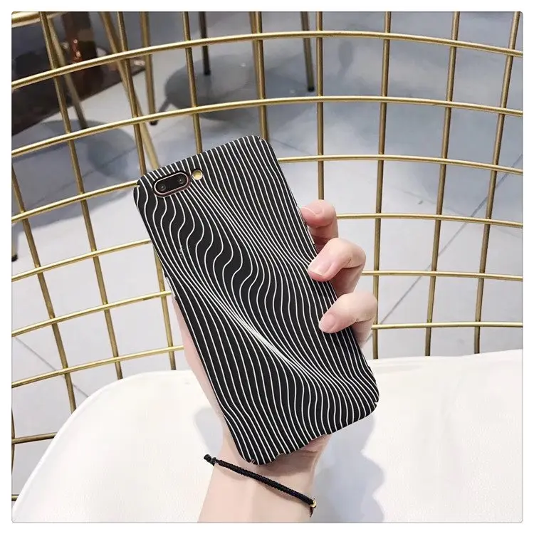 Creative abstract art in black and white twisted lattice Matte Phone Case For iphone 7 8 plus X XS Art PC Cover Capa Fundas |