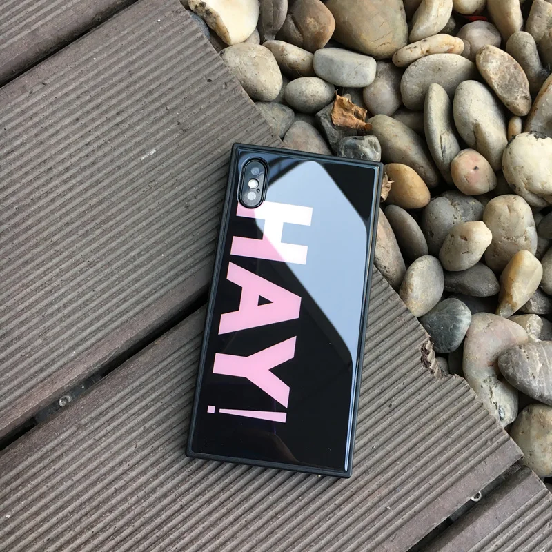 Для IPhone X 8 plus 7 6 6s квадратное закаленное стекло чехол для телефона сено письмо