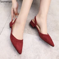 taomengsi new sharp heeled sandals soft faced low heeled casual womens shoes wholesale fashion style students sandals red