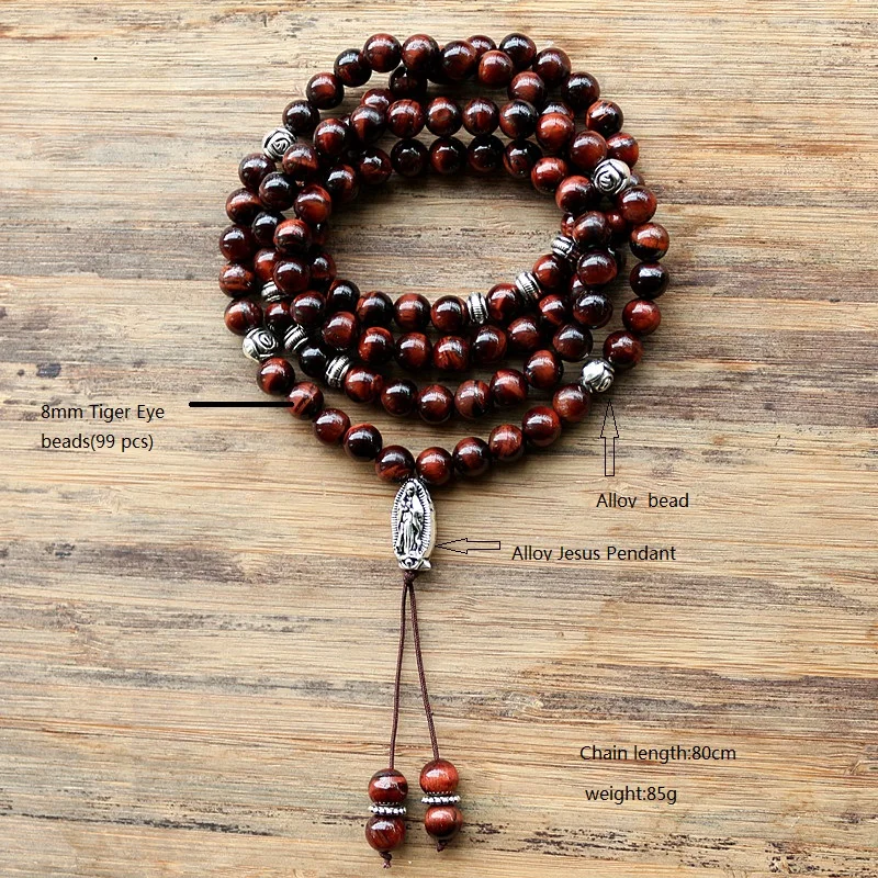 Неэластичные 8 мм 99 шт. каменные бусины в виде тигрового глаза буддистское