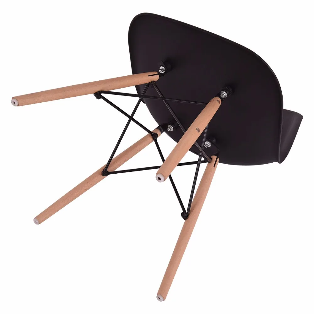 Giantex 4 шт. Mid Century Modern обеденный стул со спинкой деревянная ножка черный Обеденная