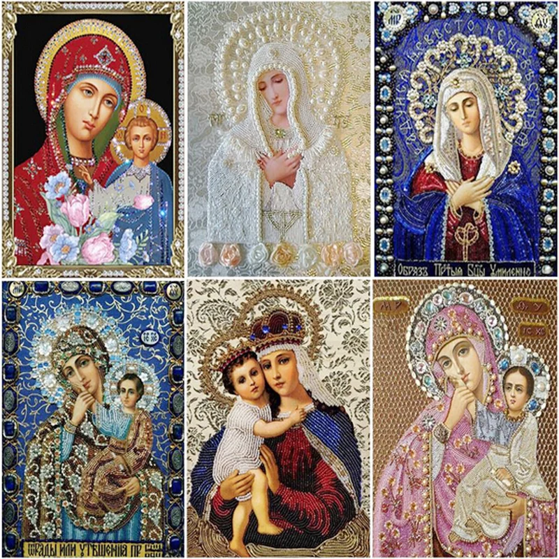 

Embroidery With Diamonds diy Diamond painting Mosaic Icons Virgin Jesus Painting Cross Stitch Kits Beadwork Needlework Crafts
