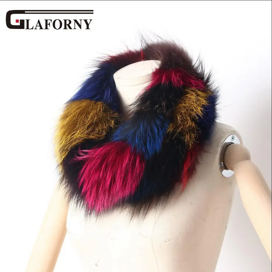 FXFURS женский шарф из лисьего меха снуд красочные настоящие меховые обертывания серебряные меховые воротники из лисьего меха шарфы разноцветные модные меховые шали - Цвет: color 1