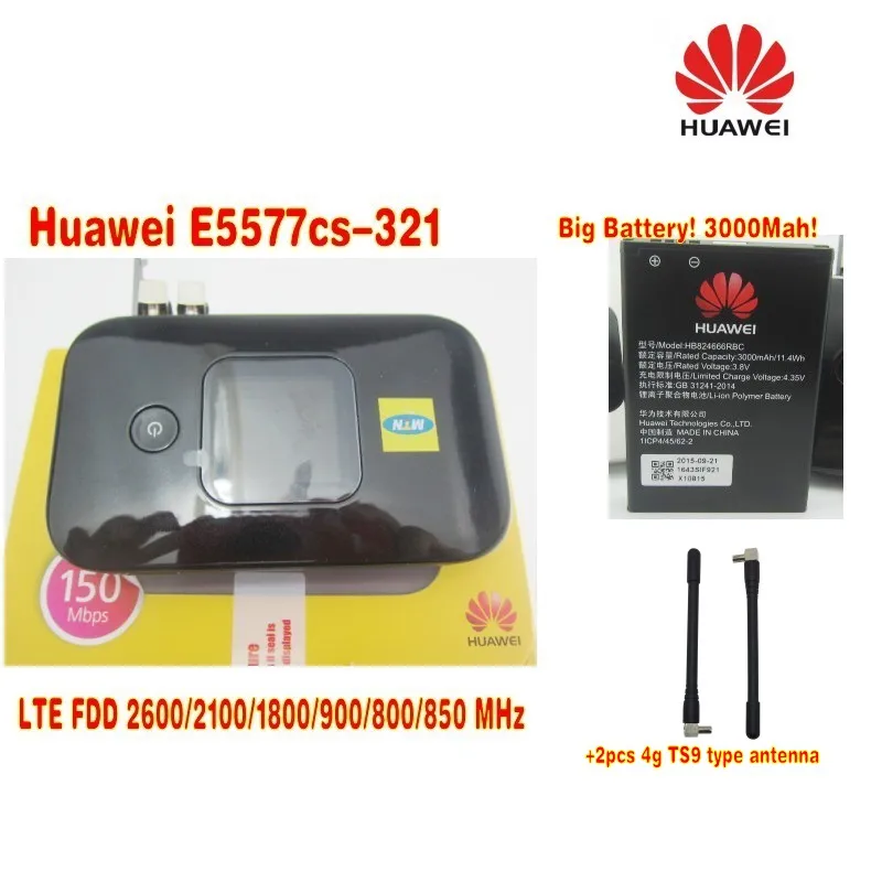 

Original Unlock 4G Wireless Router LTE Mobile WiFi Router with SIM Card Slot Huawei E5577Cs-321 plus 2pcs antenna