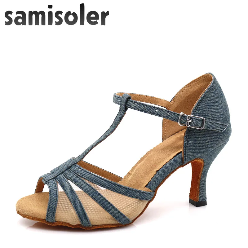 Samisoler/Новинка 2018 года обувь для латинских танцев женская сальсы атлас +