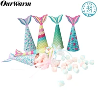 ourwarm 48pcs mermaid party paper sweet candy gift box hanging bag baby kids baby shower wedding birthday party favors supplies