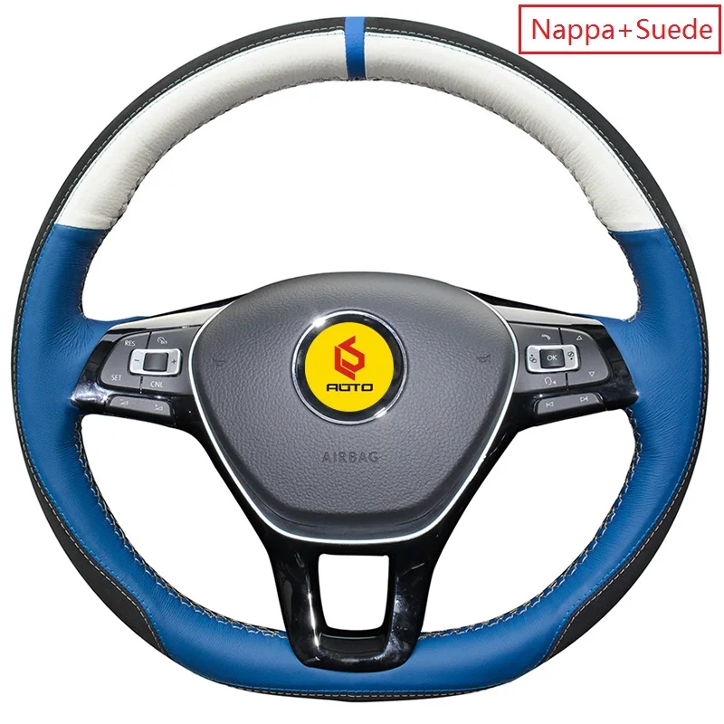 Nappa and suede Оплетка на руль для Volkswagen VW Golf 7 Mk7 Новинка Polo с оригинальной кожей - Название цвета: Nappa and suede