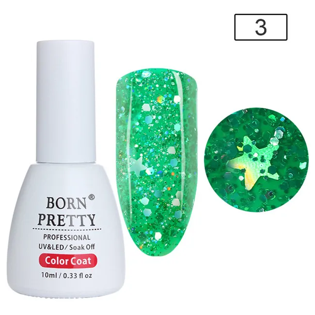 Color 3 10 мл Born pretty, голографическая Звезда Луна ногтей блестки гель Bling замочить от маникюра Светодиодный УФ гель лак для ногтей гель УФ лак лампа - Цвет: Color 3