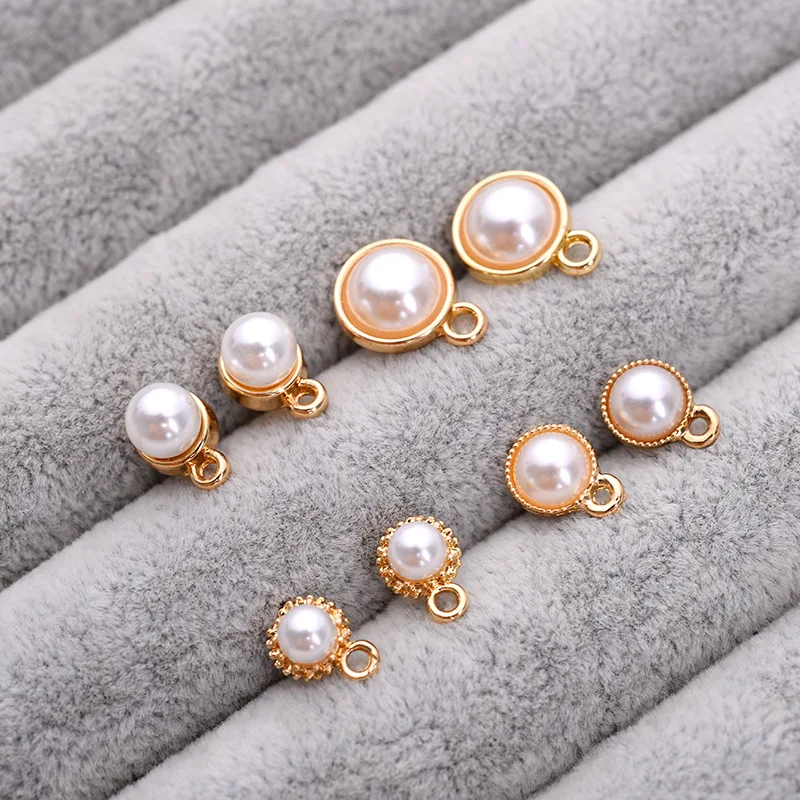 

40 PCS Fashion Metal Alloy Gold Color Imitation Pearl Stud Earring Base Settings With a Loop For DIY Jewelry Making