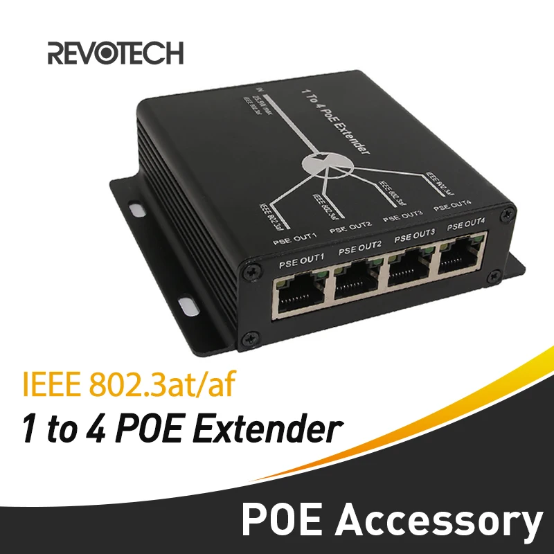 Удлинитель POE 10/100 Мбит/с 4 портами IEEE 802.3at / af Стандартный вход/выход для ip камеры