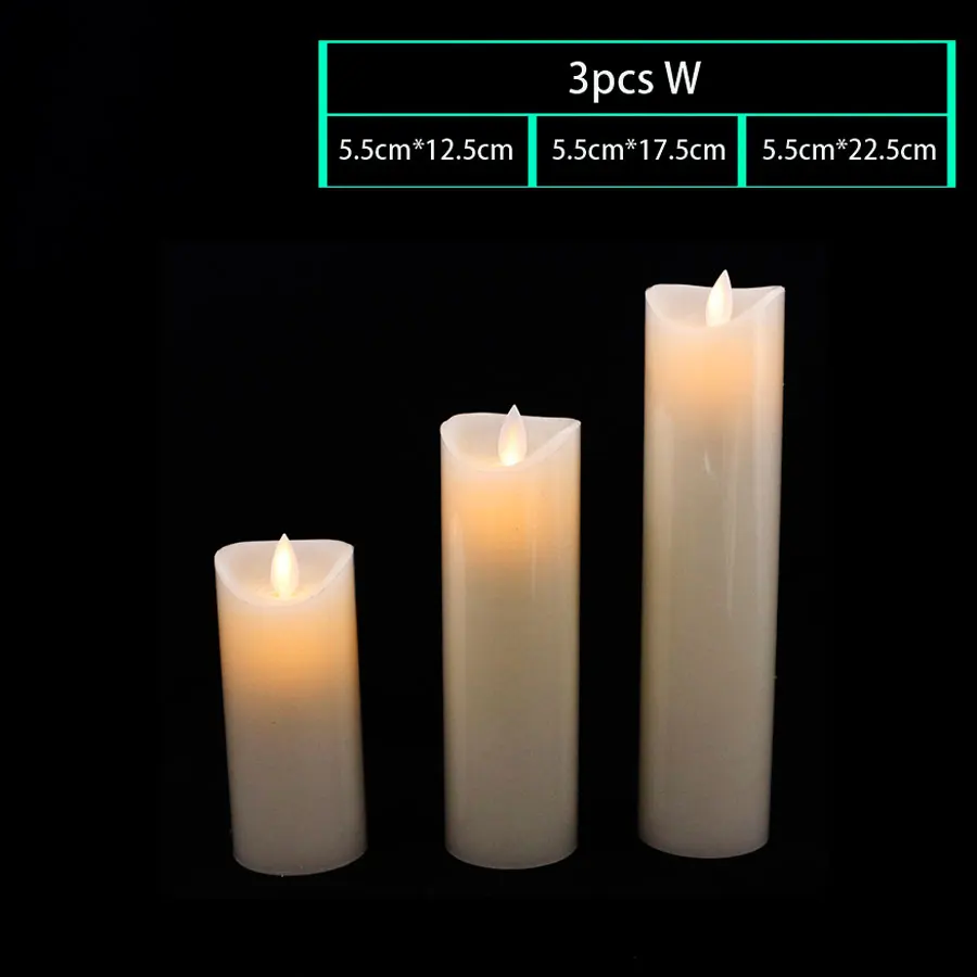 3pcs W Набор 5,5 см диаметр светодиодный электронная беспламенная Свеча огни имитация пламени мигающие свечи лампы свадебные украшения - Цвет: 3pcs W